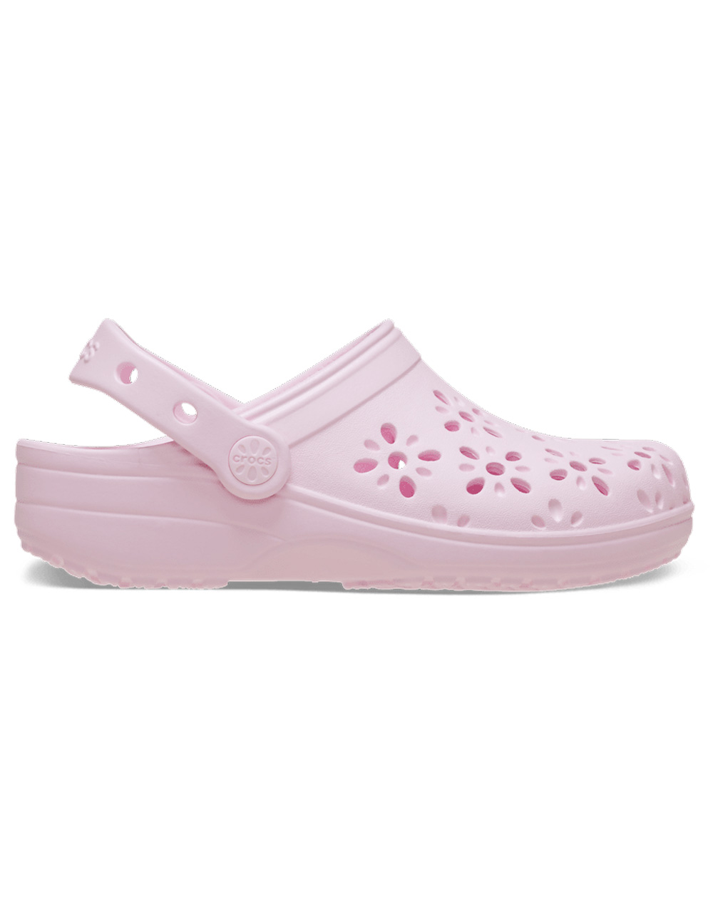 CROCS Floral Cut-Out Girls Classic Clogs - LIGHT PINK