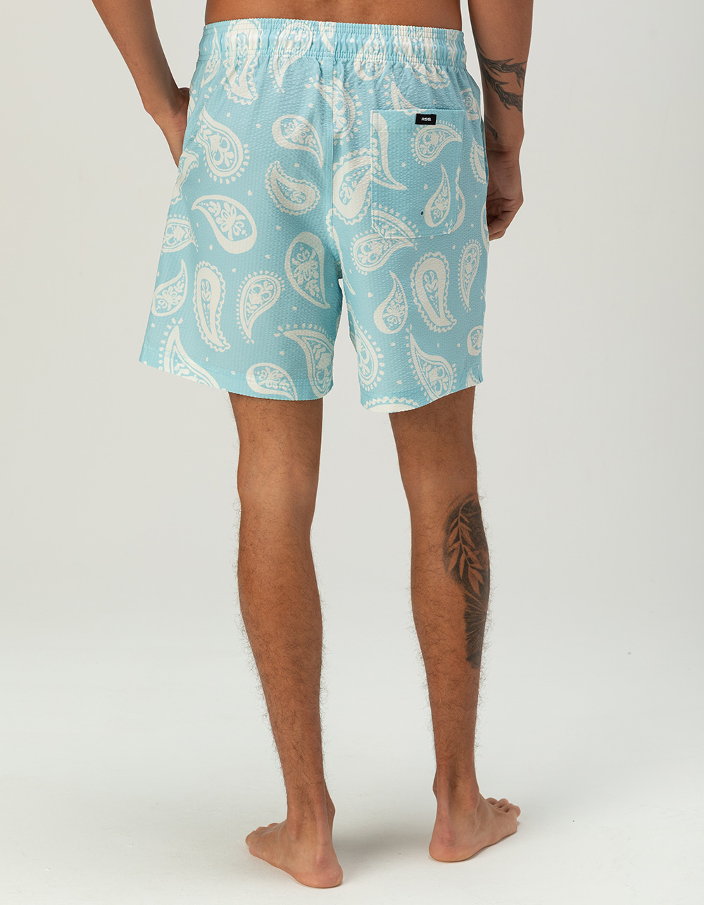 RSQ Mens Seersucker 6.5" Swim Trunks - CRYSTAL BLUE