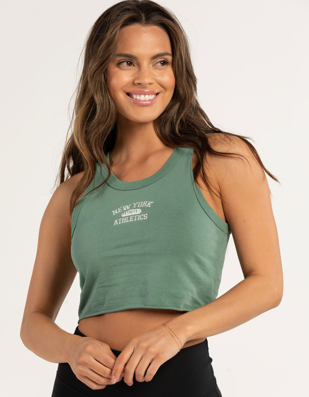 FULL TILT New York Embroidered Womens Tank Top GREEN Tillys