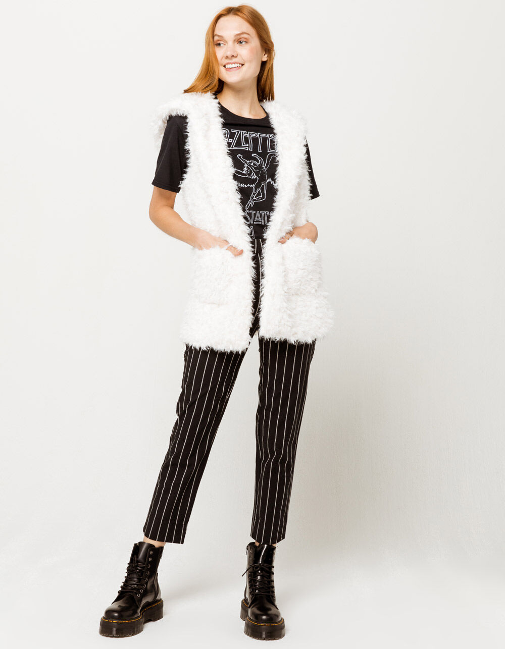 ASHLEY Faux Fur Womens Vest WHITE Tillys