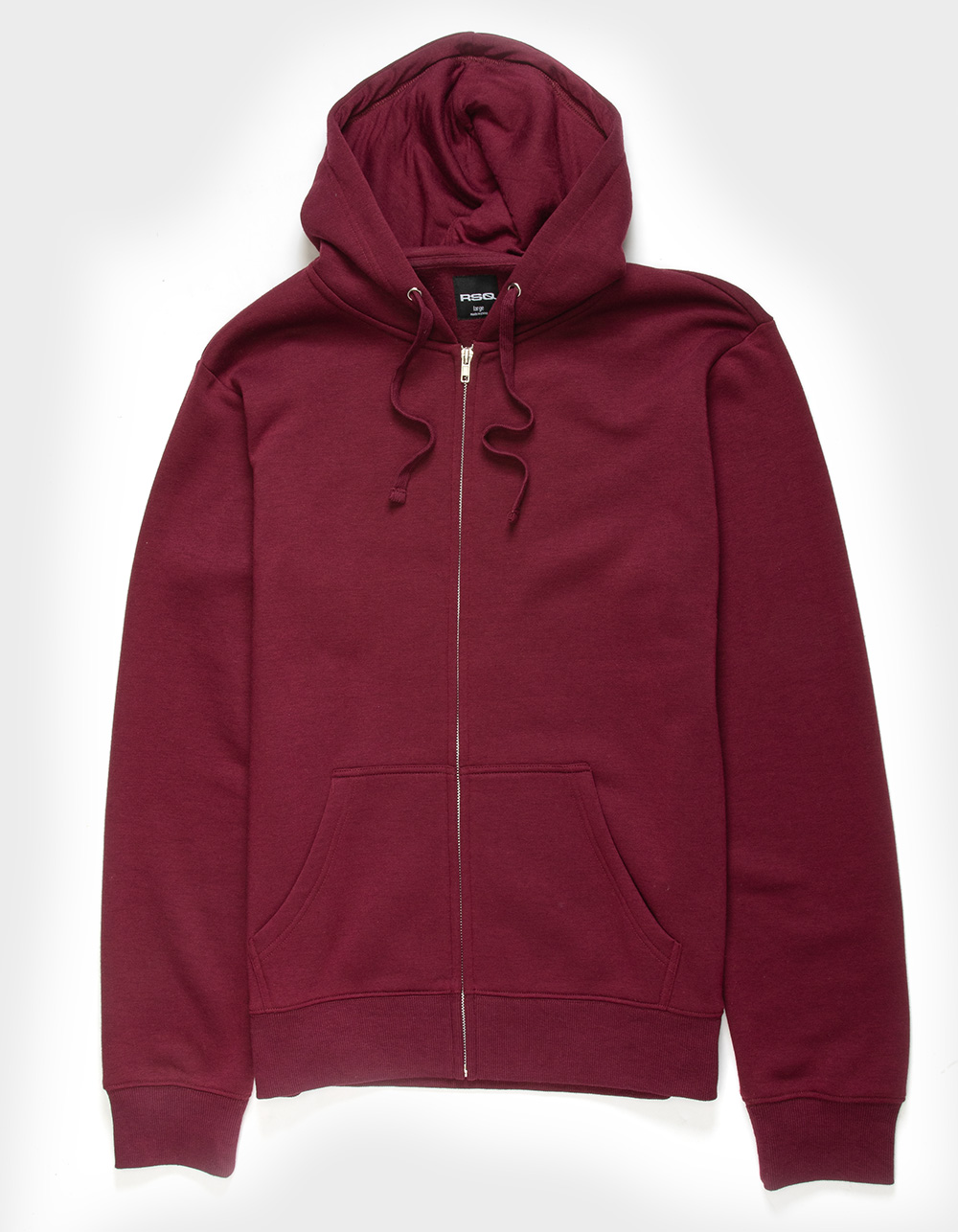 RSQ Mens Full Zip Fleece Hoodie - BURGUNDY
