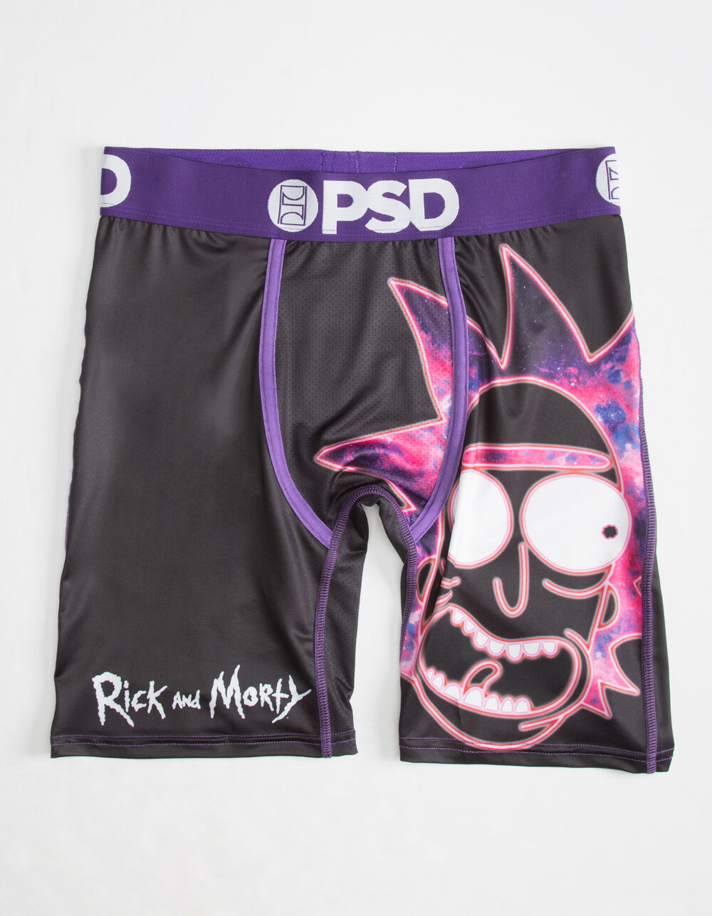 PSD Rick and Morty Purple Space Mens Boxer Briefs - BLACK COMBO