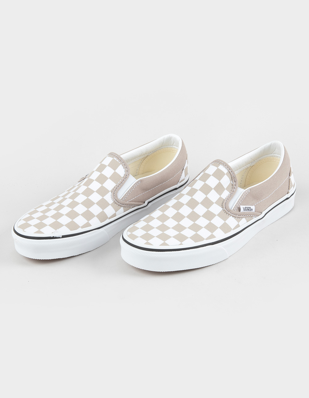 VANS Classic Checkerboard Womens Slip-On Shoes - MUSHROOM