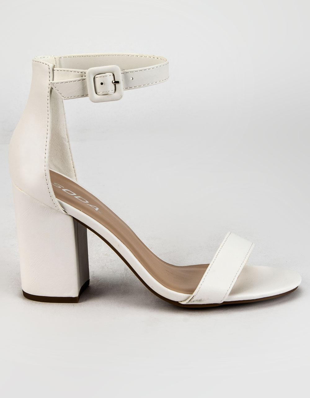 SODA Ankle Strap Womens White Block Heels - WHITE | Tillys