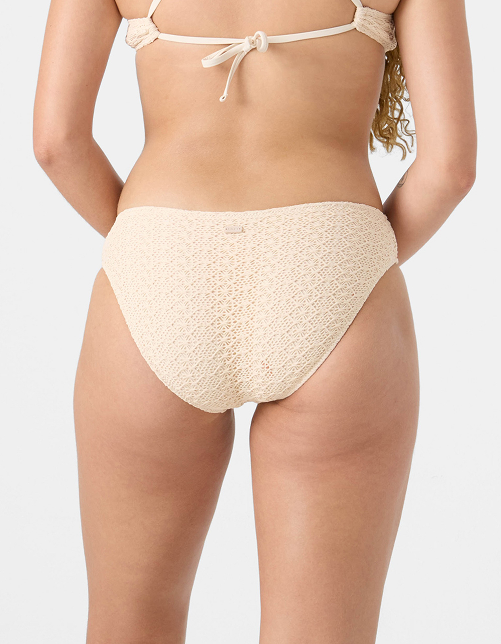 ROXY Crochet Hipser Full Bikini Bottoms - CREAM