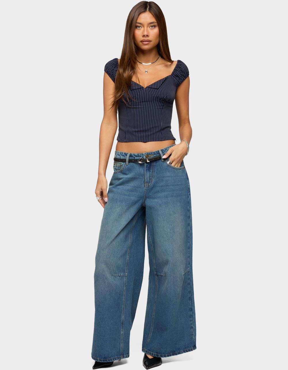 EDIKTED Skater Girl Washed Low Rise Baggy Jeans