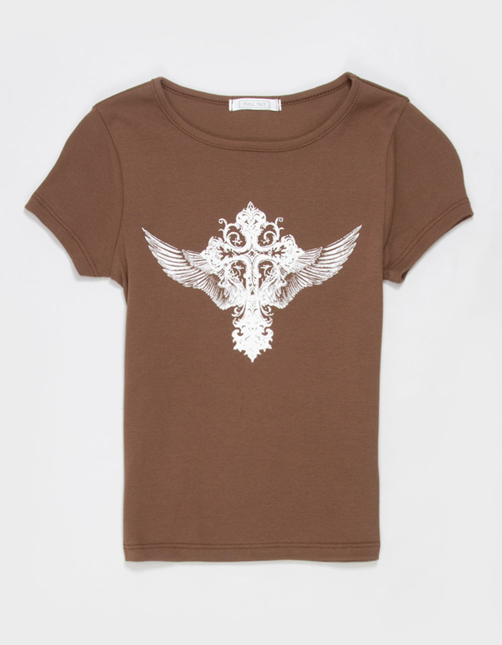 FULL TILT Cross & Wings Girls Tee - BROWN