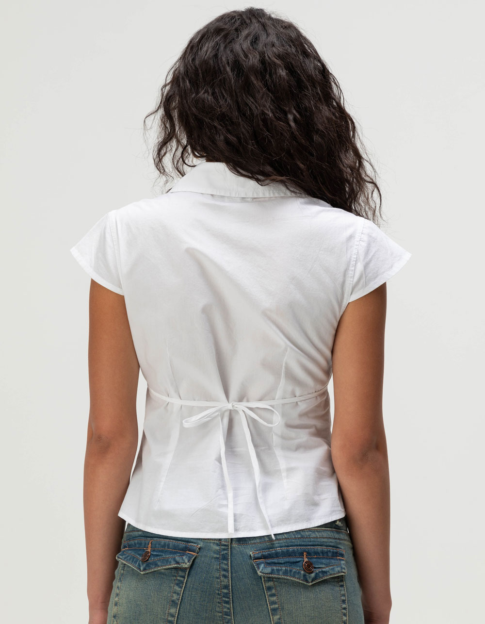 RSQ Womens Button Up Shirt - WHITE