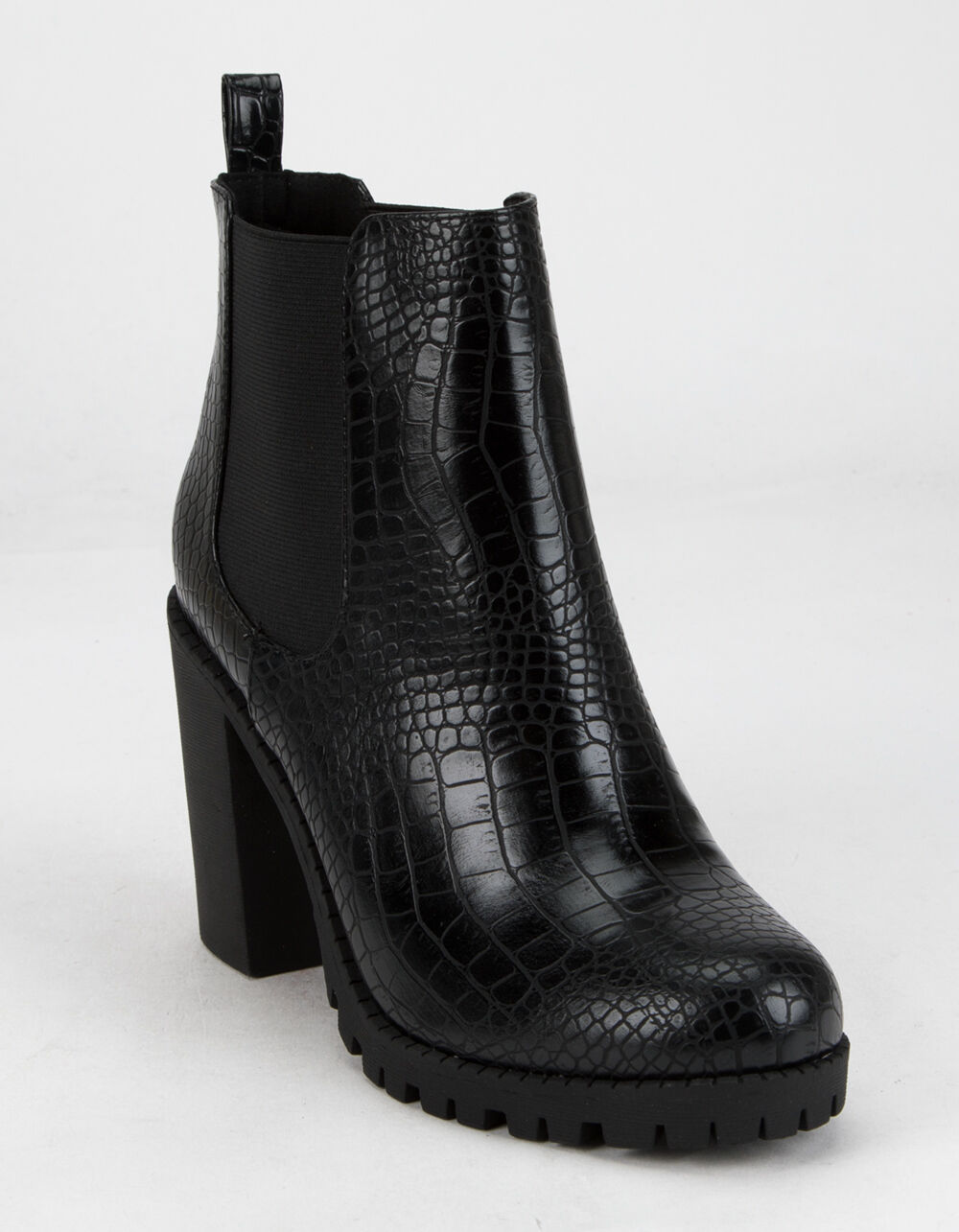 SODA Lug Sole Double Gore Womens Black Ankle Boots - BLACK/BLACK | Tillys
