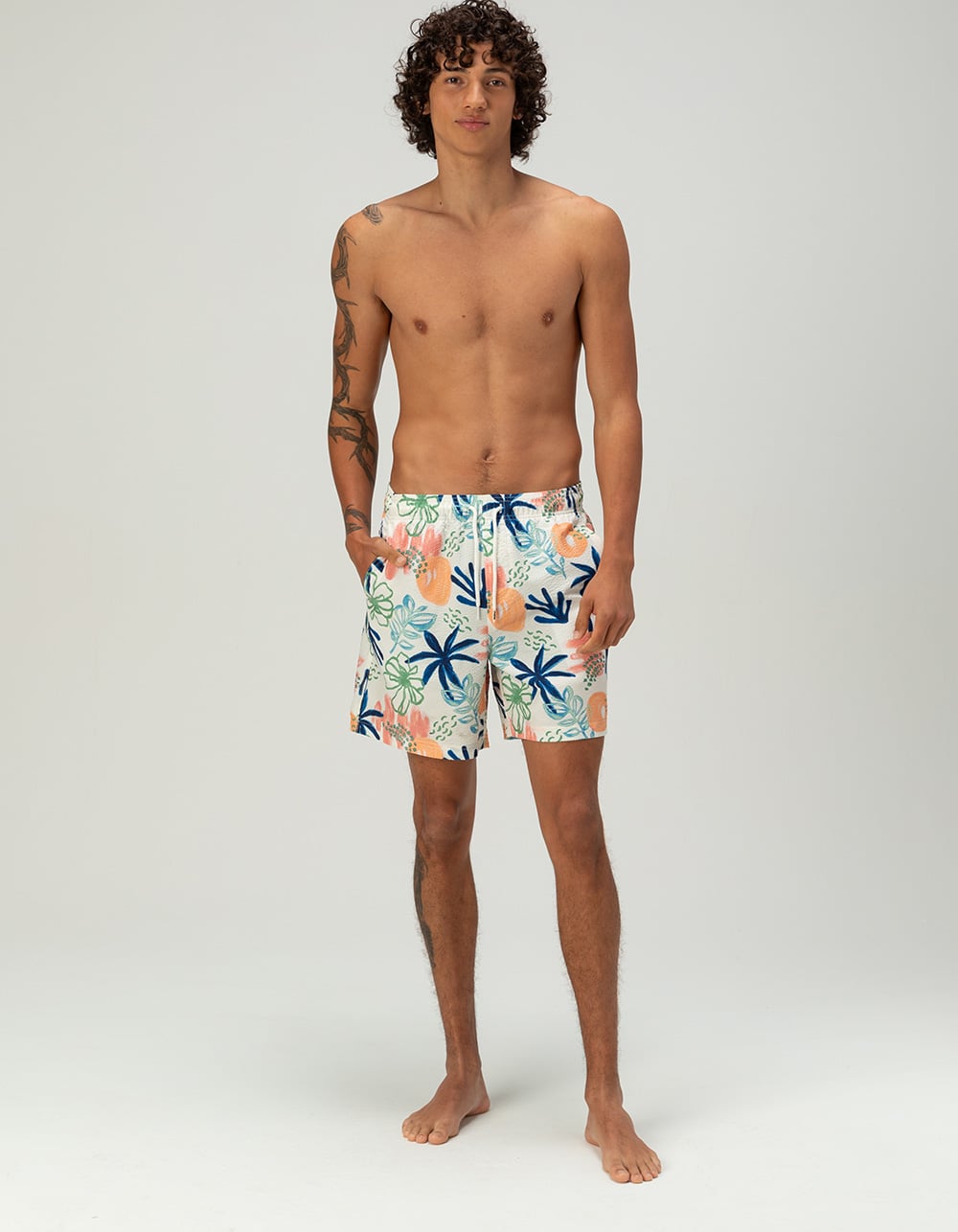 RSQ Mens Seersucker 6.5" Swim Trunks