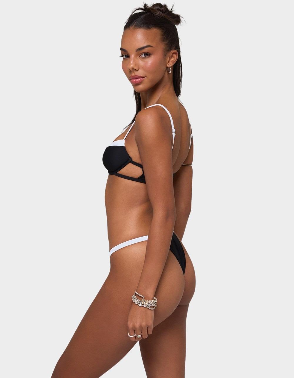 EDIKTED Atalia Contrast Bikini Bottoms - BLACK
