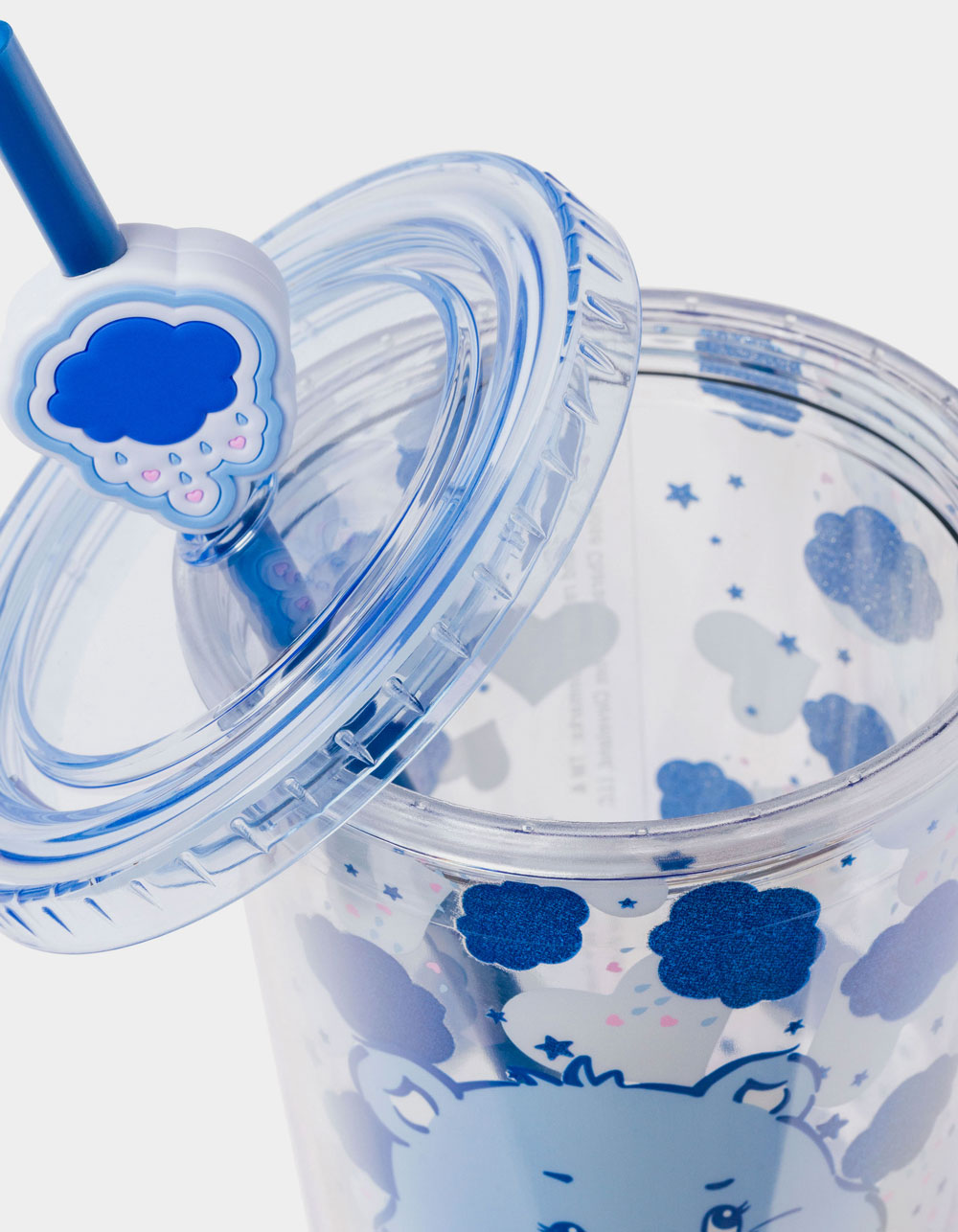 CARE BEARS Grumpy Bear Glitter 24 oz Cold Cup with Lid and Straw - BLUE COMBO