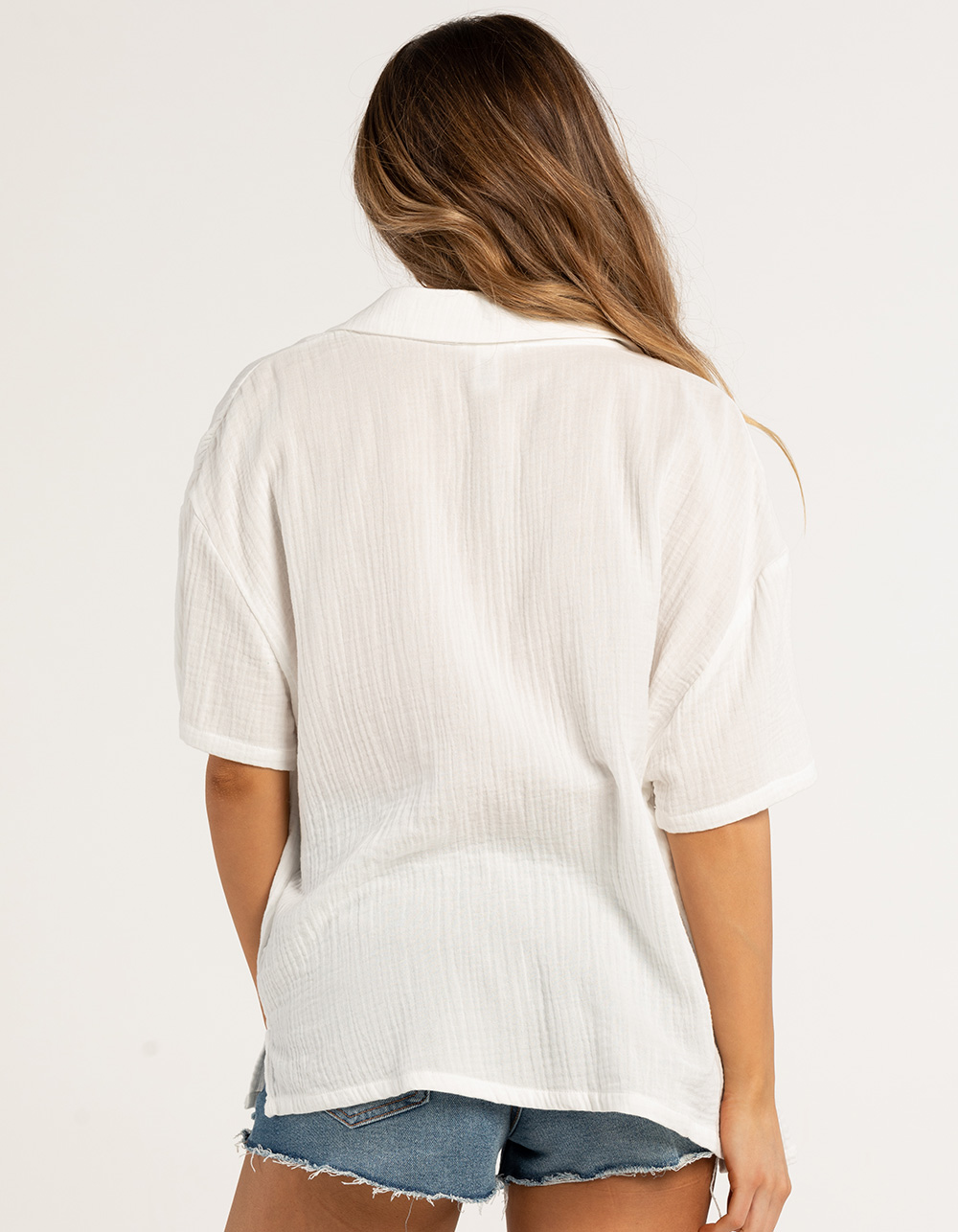 FULL TILT Womens Gauze Boyfriend Shirt WHITE Tillys
