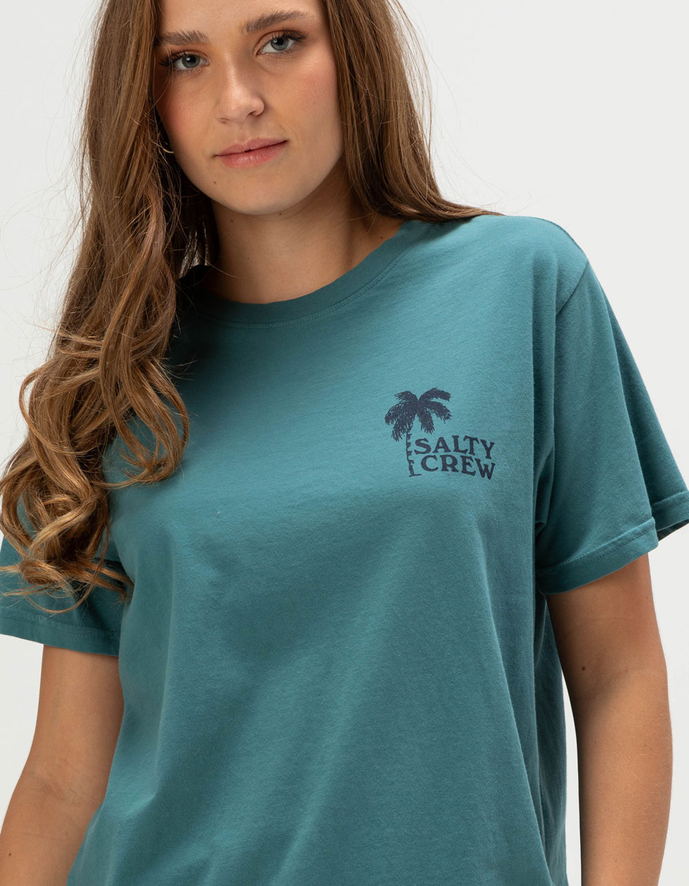 SALTY CREW Charter Womens Boyfriend Tee - TEAL BLUE
