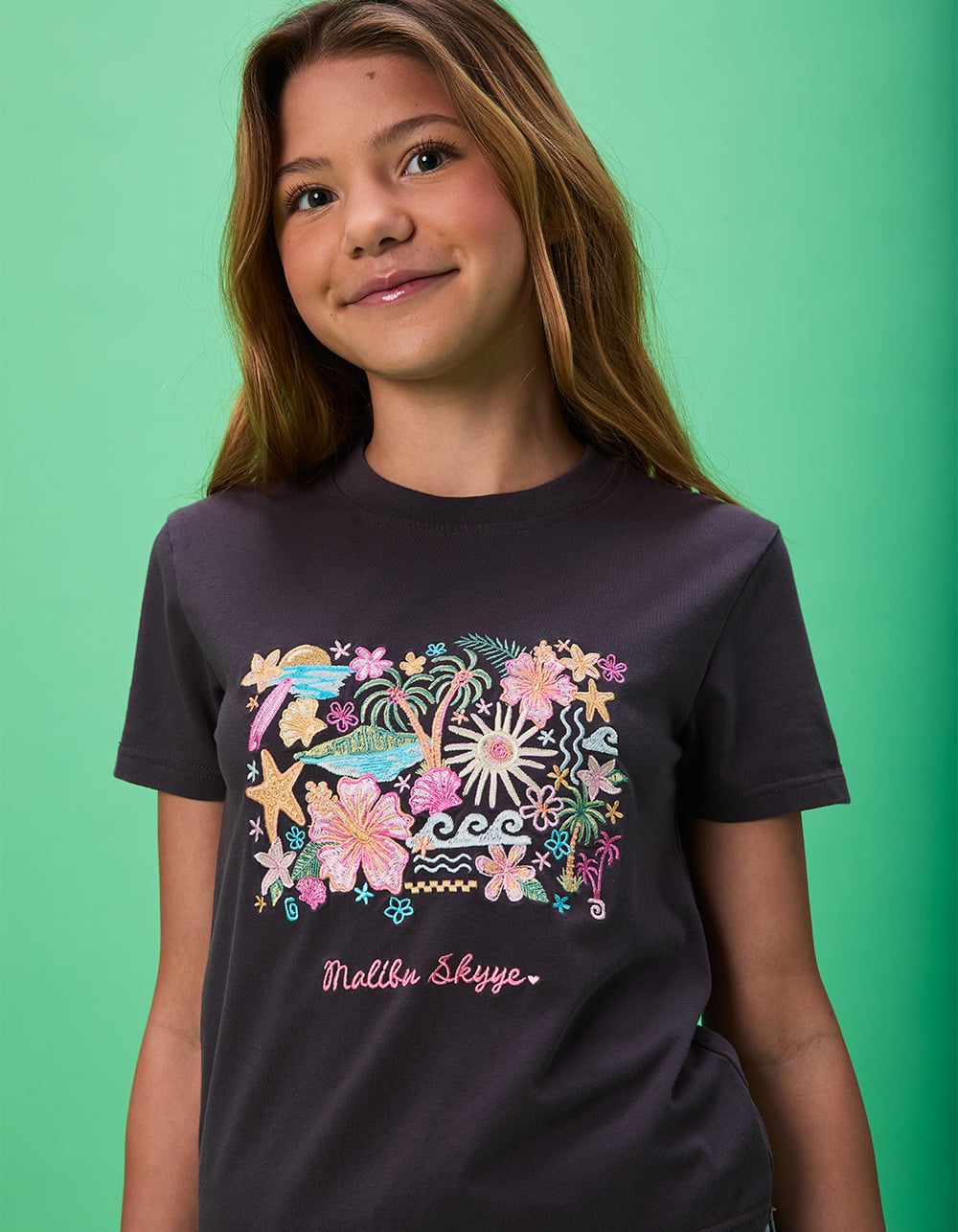 MALIBU SKYYE Beach Icon Girls Tee - WASHED BLACK
