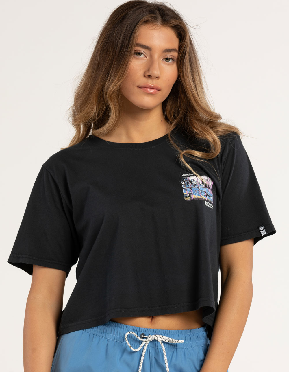 SALTY CREW Ahoy Womens Boyfriend Crop Tee OFFBLACK Tillys