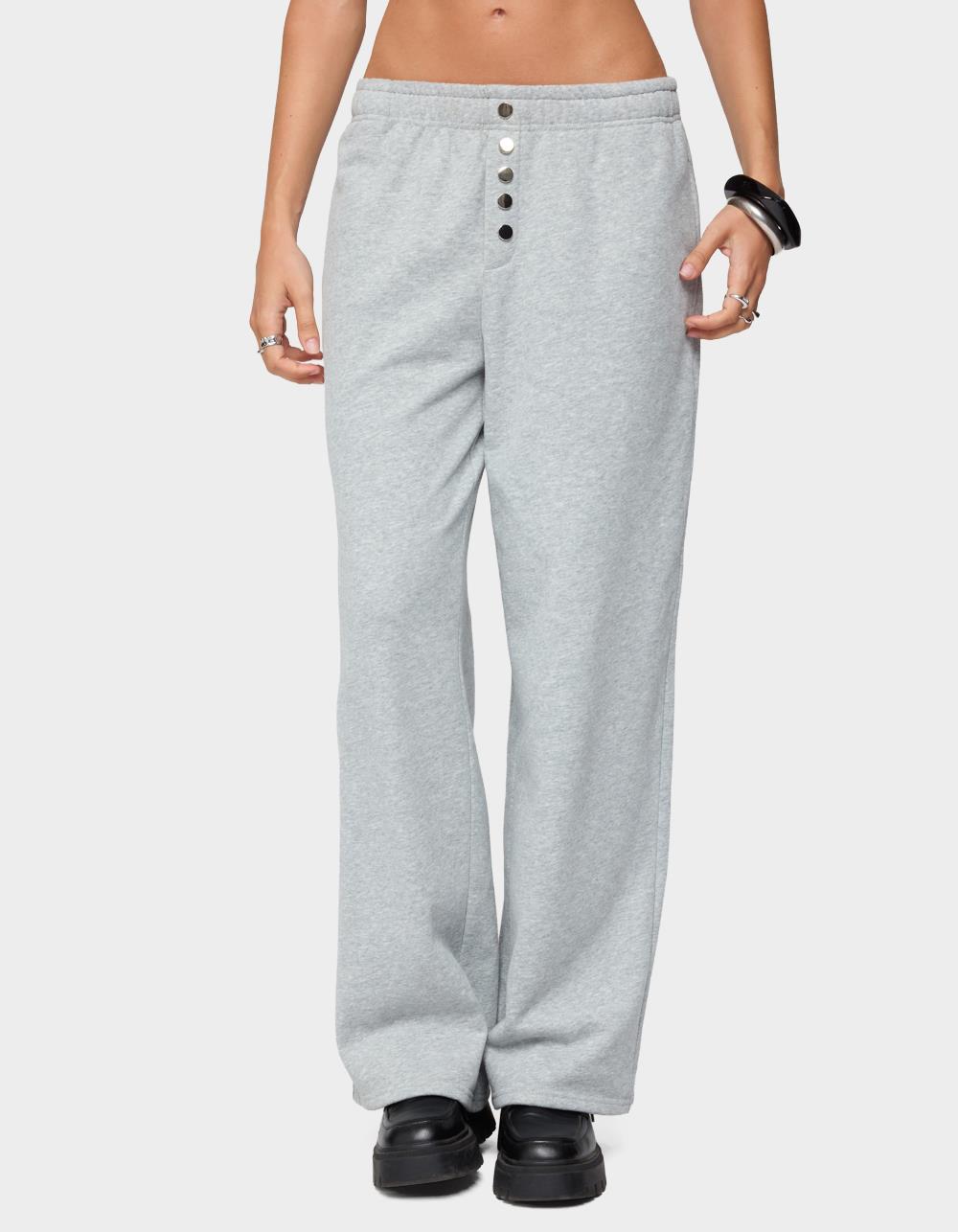 EDIKTED Lorelle Wide Leg Sweatpants - GRAY