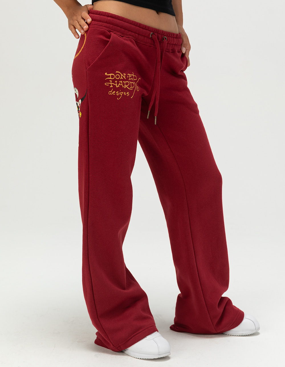 ED HARDY Amor Butterfly Womens Sweatpants - BURGUNDY