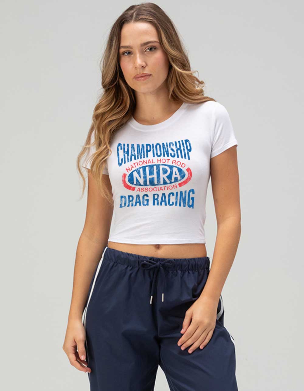 NHRA Championship Drag Racing Womens Baby Tee - WHITE