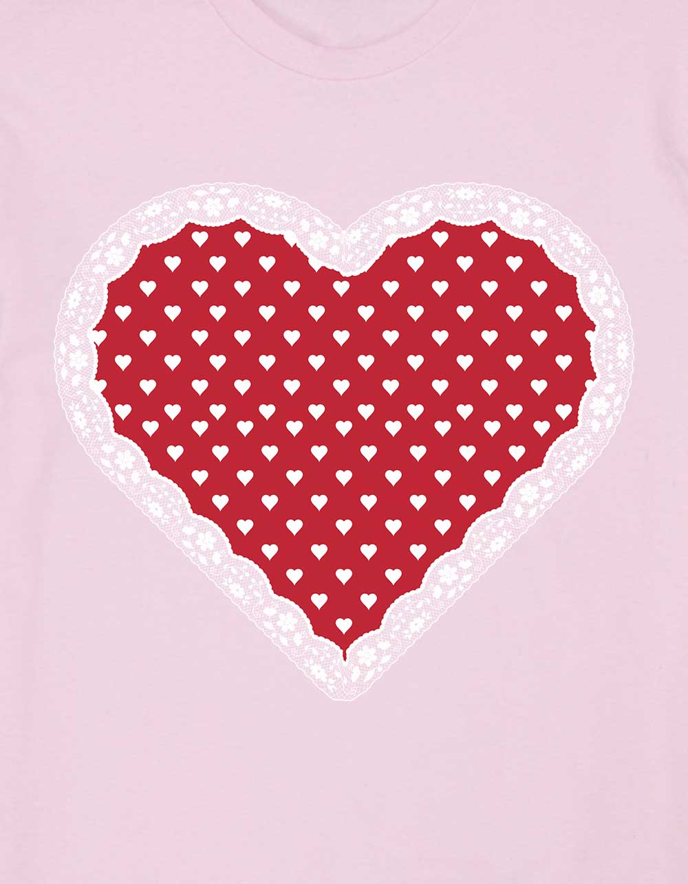HEART Lace Valentine Unisex Tee - LIGHT PINK