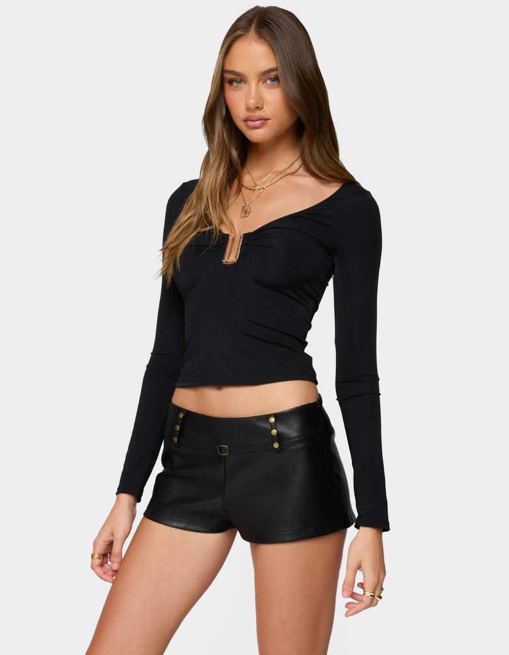 EDIKTED Soria Ruched Cut Out Top - BLACK