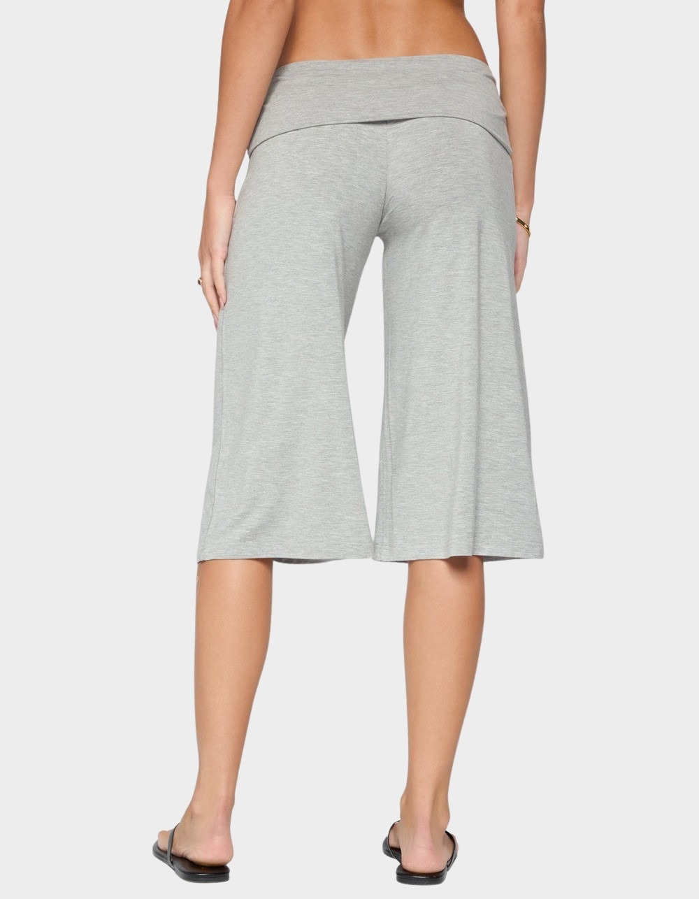 EDIKTED Shirly Wide Leg Foldover Capri Pants - GRAY