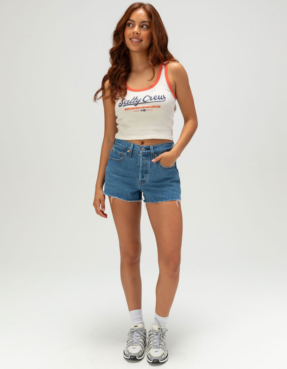 SALTY CREW Team Salty Womens Crop Tank Top - OFF WHITE