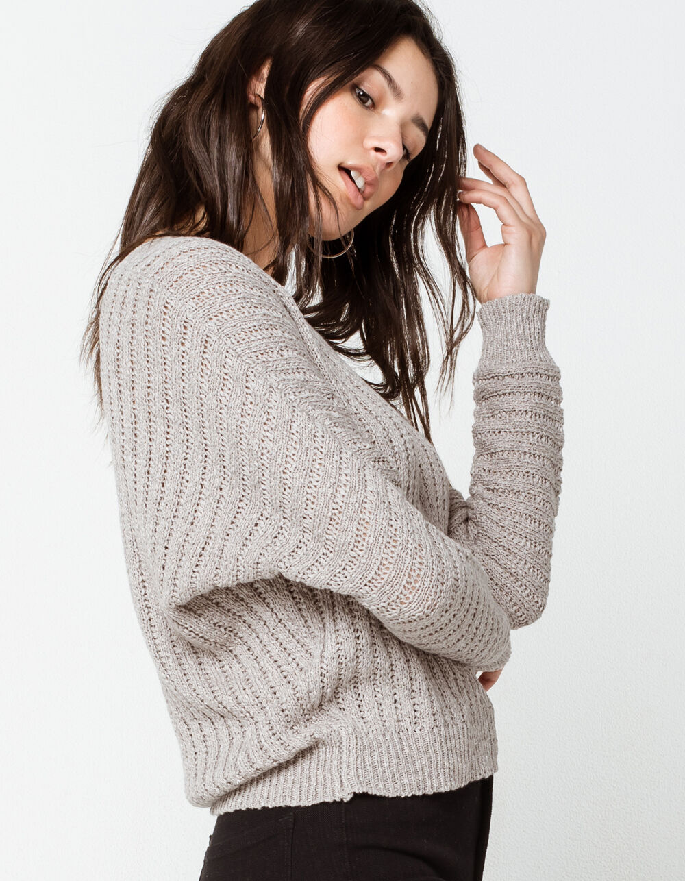 FULL TILT Essentials Dolman Womens Heather Gray Sweater - HEATHER GRAY ...
