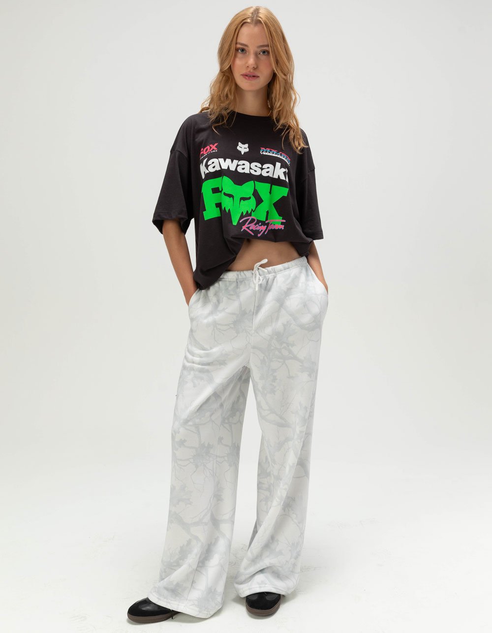 FOX Kawasaki Womens Oversized Tee - BLACK