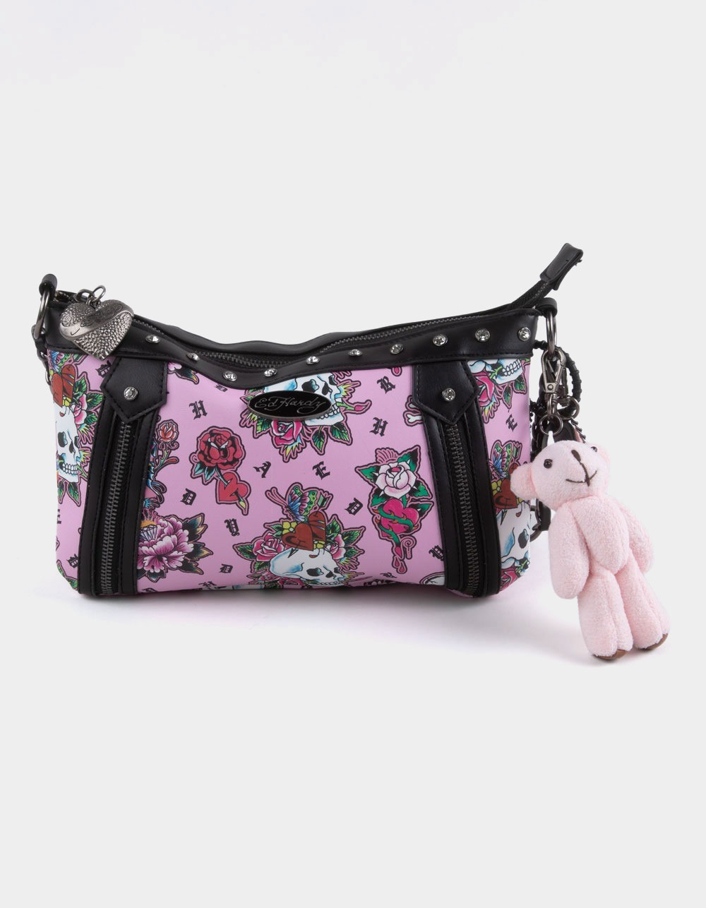 ED HARDY Baguette Bag with Bear Charm - LIGHT PINK