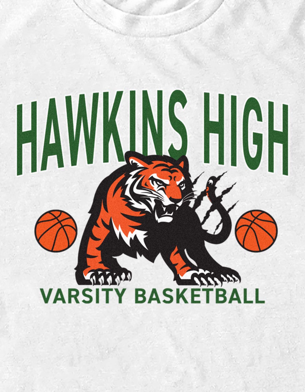 STRANGER THINGS Hawkins High Basketball Unisex Tee - WHITE