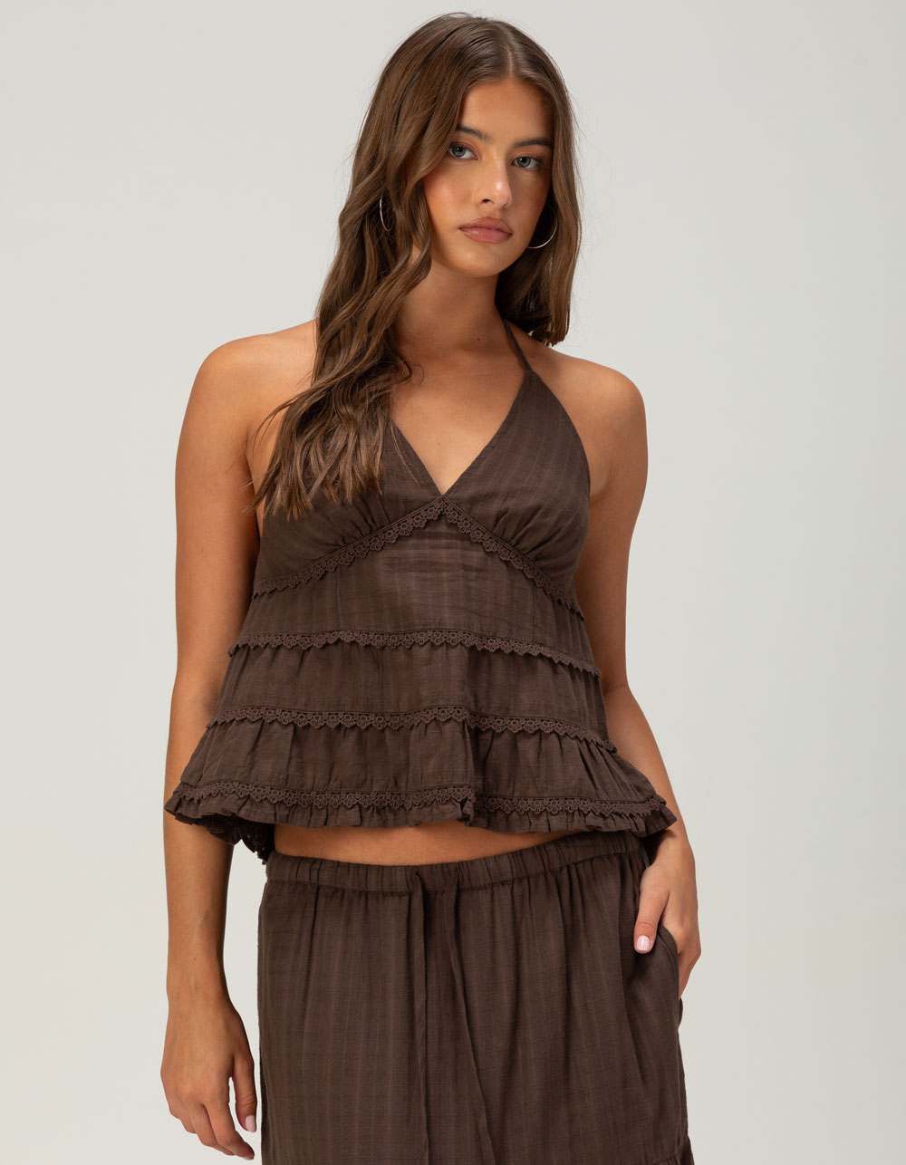 PATRONS OF PEACE Hagen Womens Halter Top - BROWN
