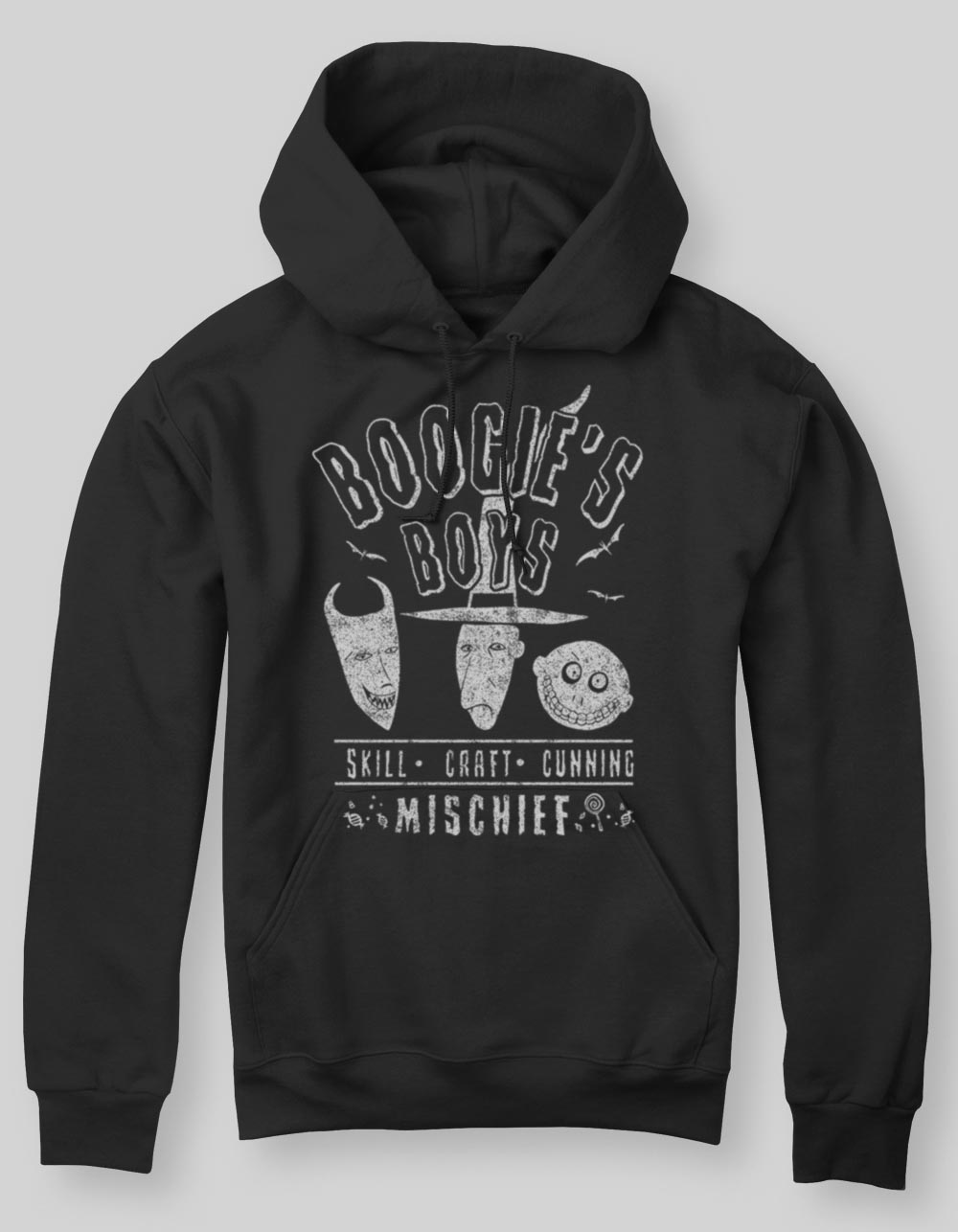 THE NIGHTMARE BEFORE CHRISTMAS Distressed Boogie's Unisex Hoodie - BLACK