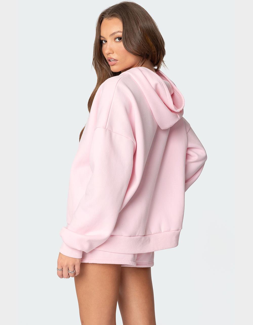 EDIKTED Mon Cheri Hoodie - LIGHT PINK