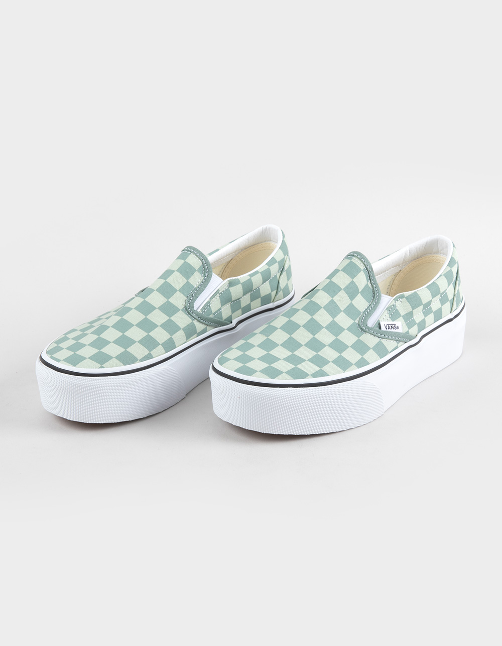 VANS Classic Slip-On Womens Checkerboard Stackform Shoes - MINT