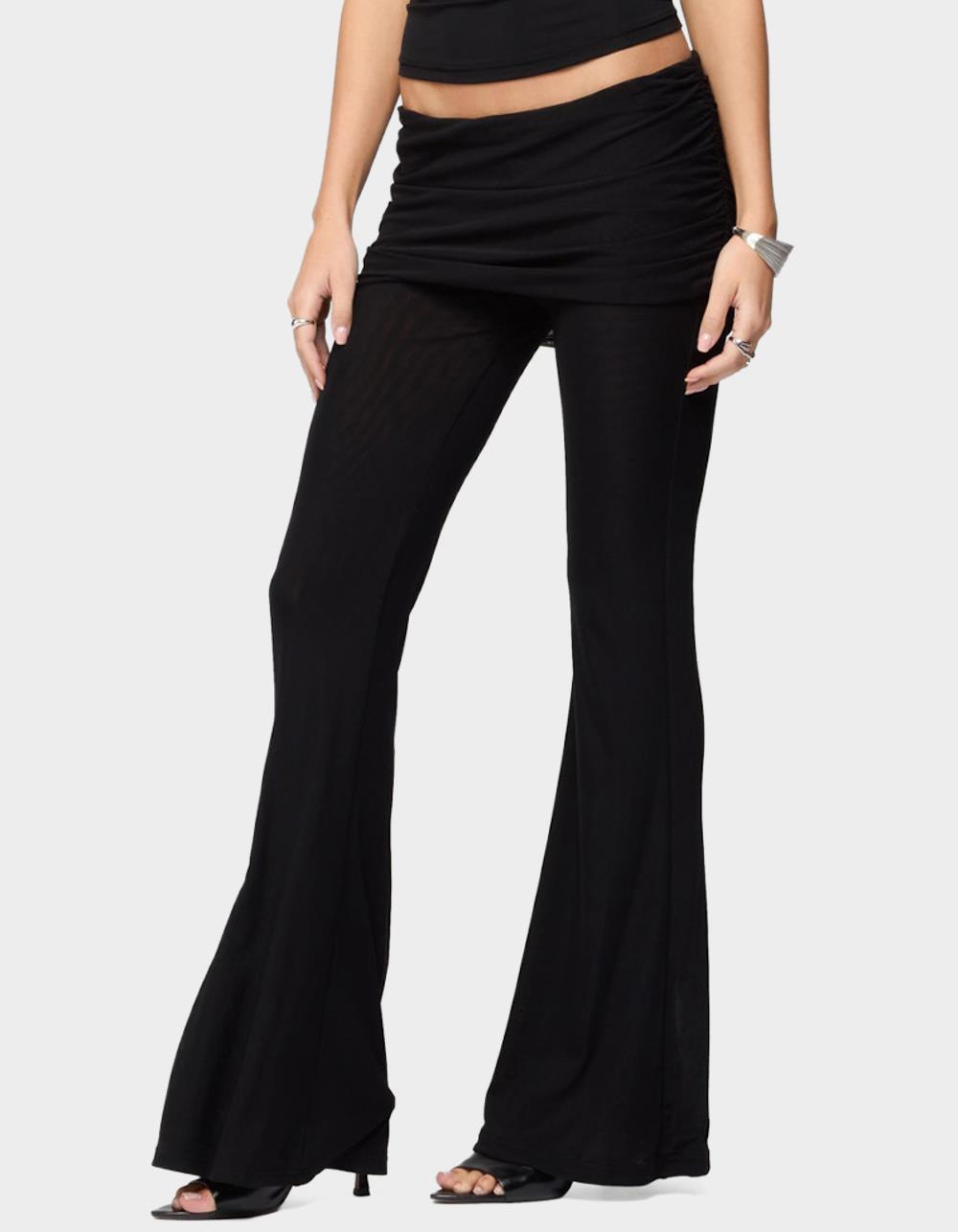 EDIKTED Halli Foldover Mini Skirt Pants - BLACK