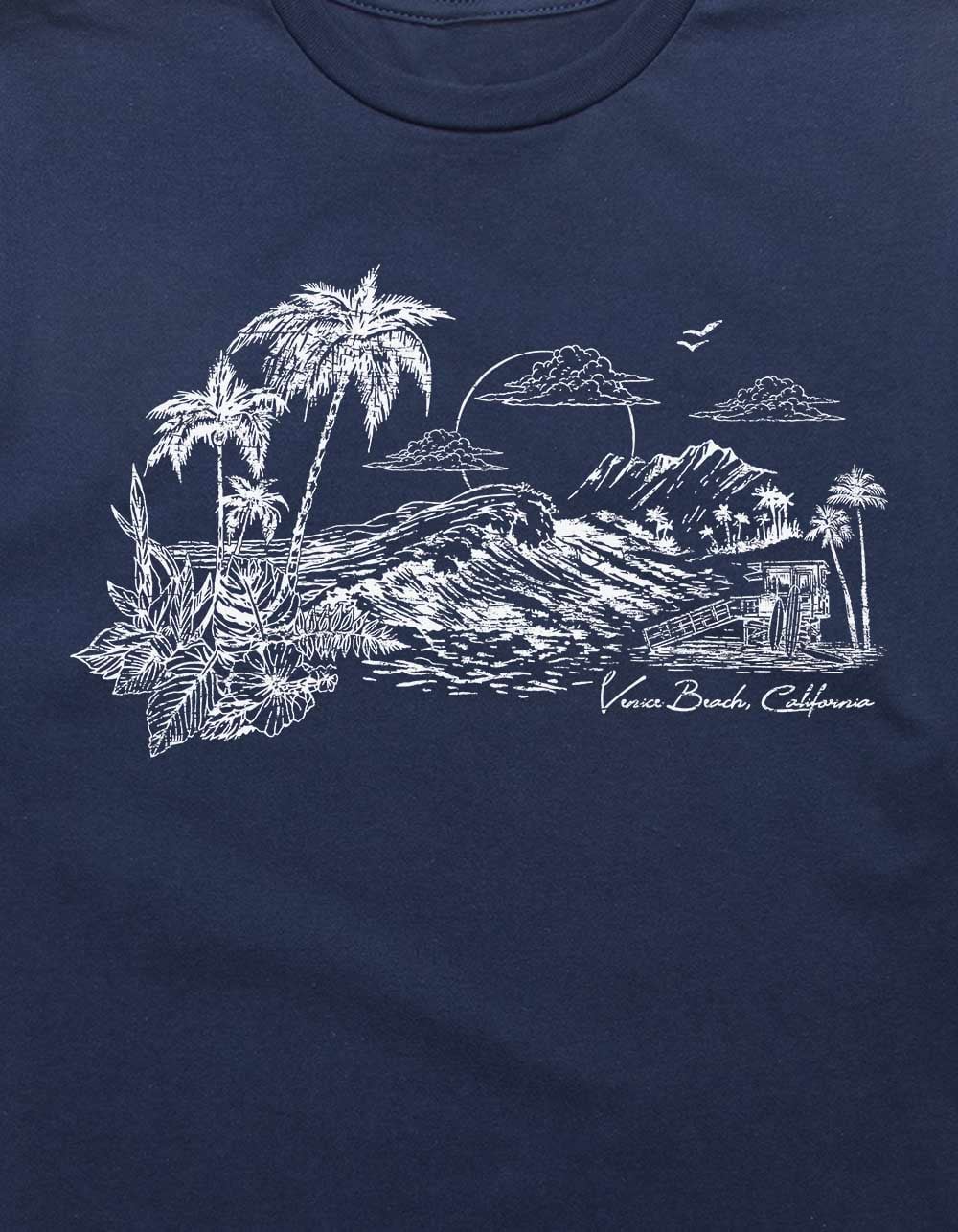 VENICE BEACH Sunset Distressed Unisex Tee - NAVY