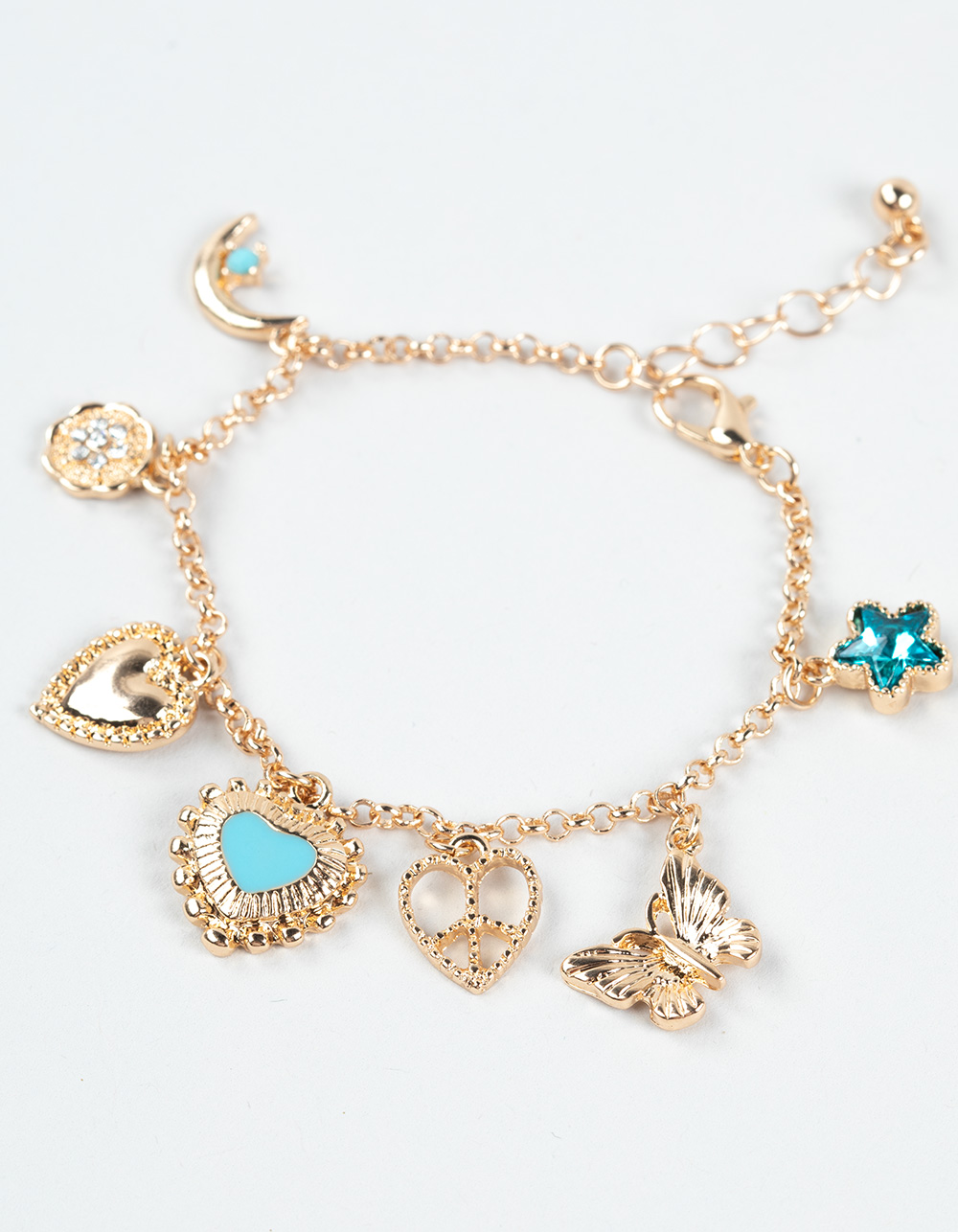 FULL TILT Heart/Butterfly Charm Bracelet - GOLD