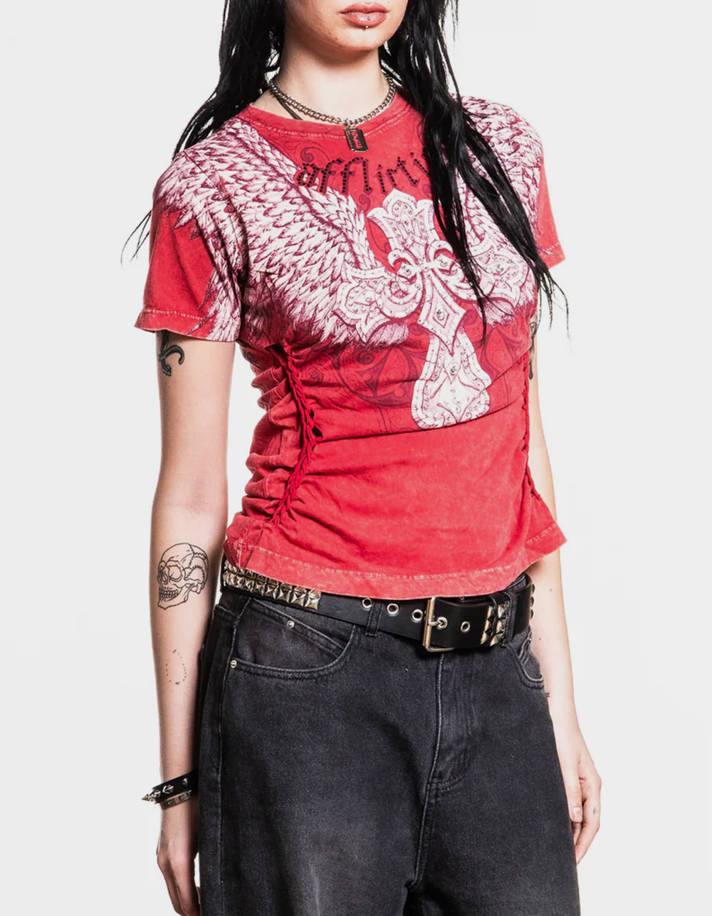 AFFLICTION Kingdom Womens Tee - RED