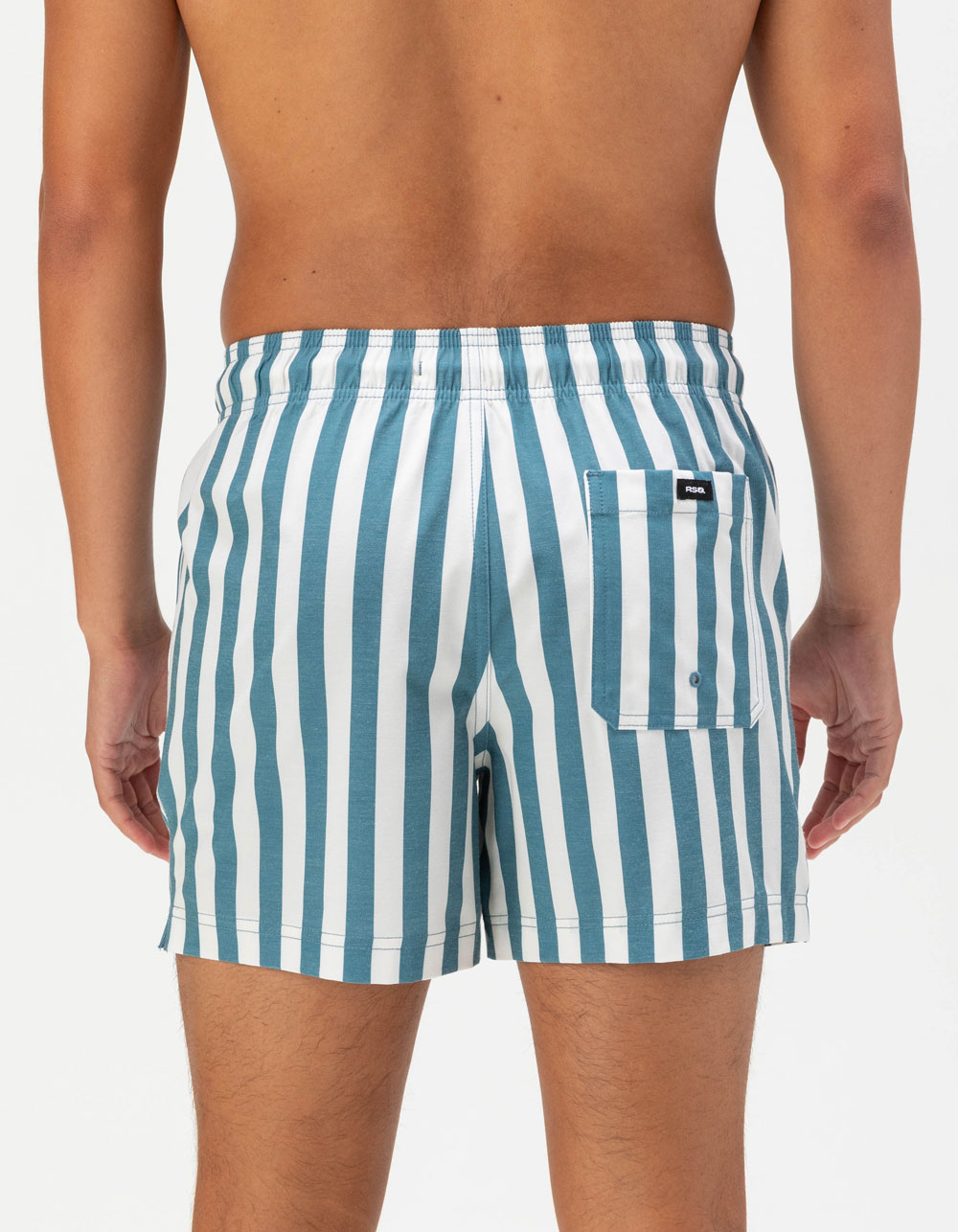 RSQ Mens Bold Stripe Swim Shorts - CADET