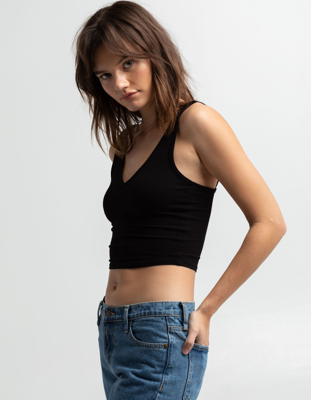 BOZZOLO Womens VNeck Tank Top BLACK Tillys