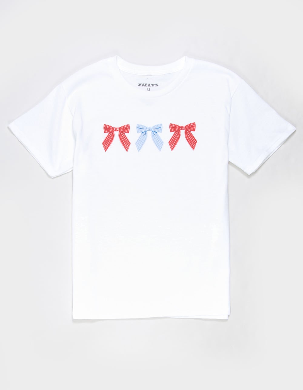 BOW Gingham Trio Unisex Kids Tee - WHITE