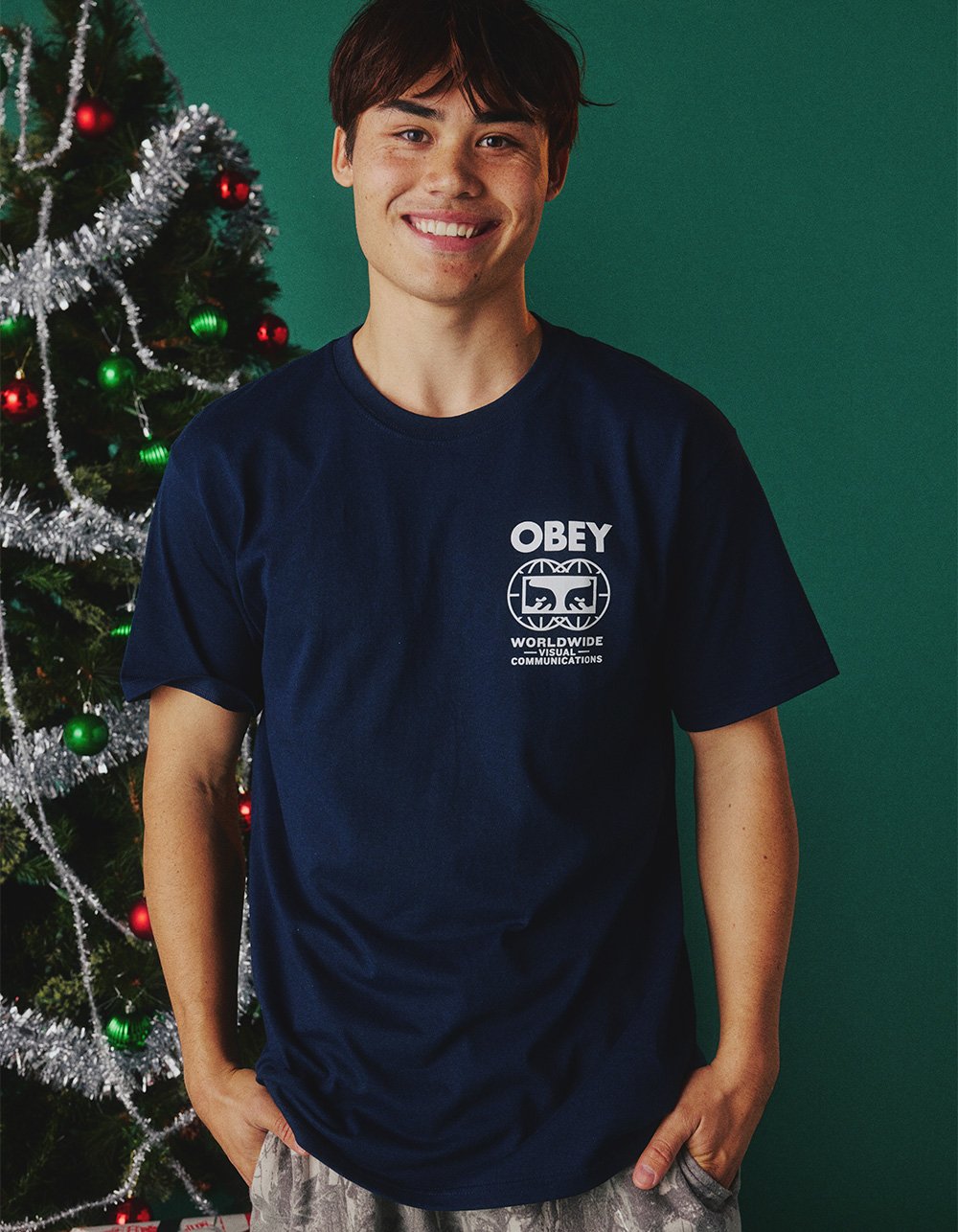 OBEY Global Communications Mens Tee - NAVY