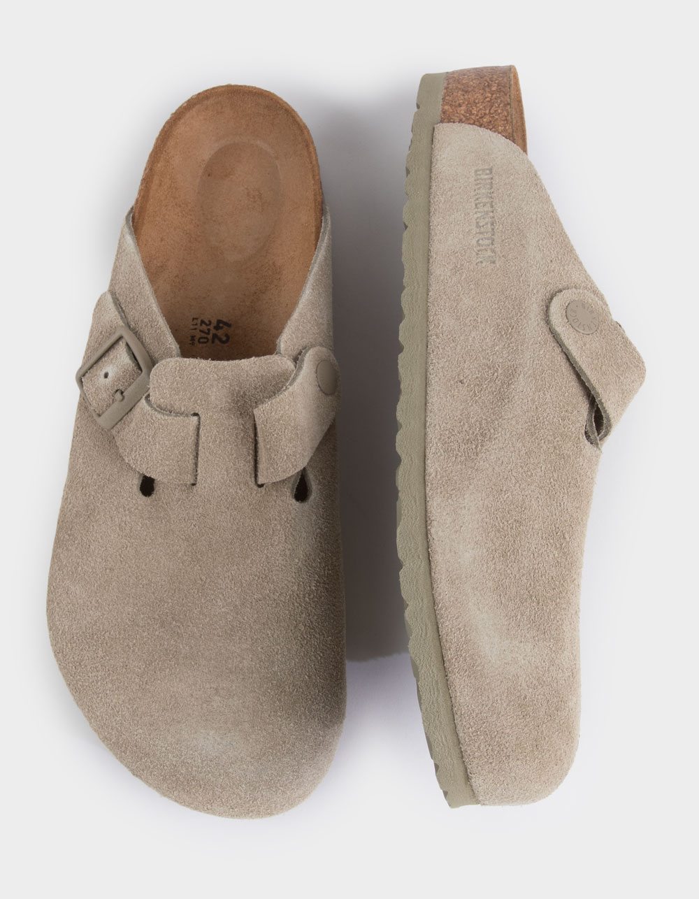 BIRKENSTOCK Boston Mens Suede Clogs - KHAKI