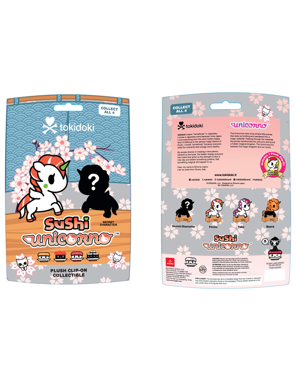 TOKIDOKI Sushi Unicorno Plush Clip-On Blind Bag - ASST