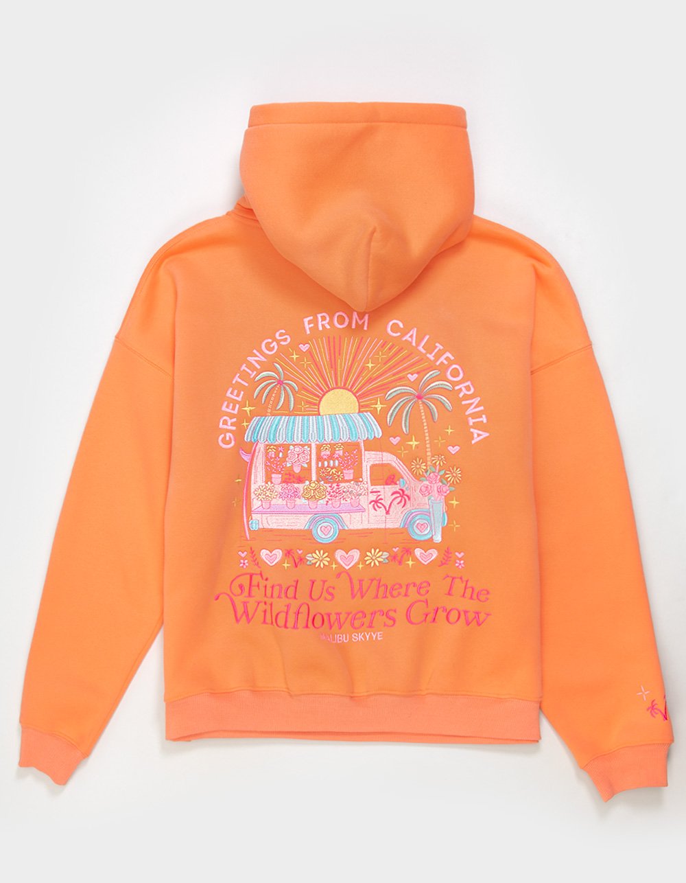 MALIBU SKYYE Greetings Embroidered Womens Hoodie - CORAL