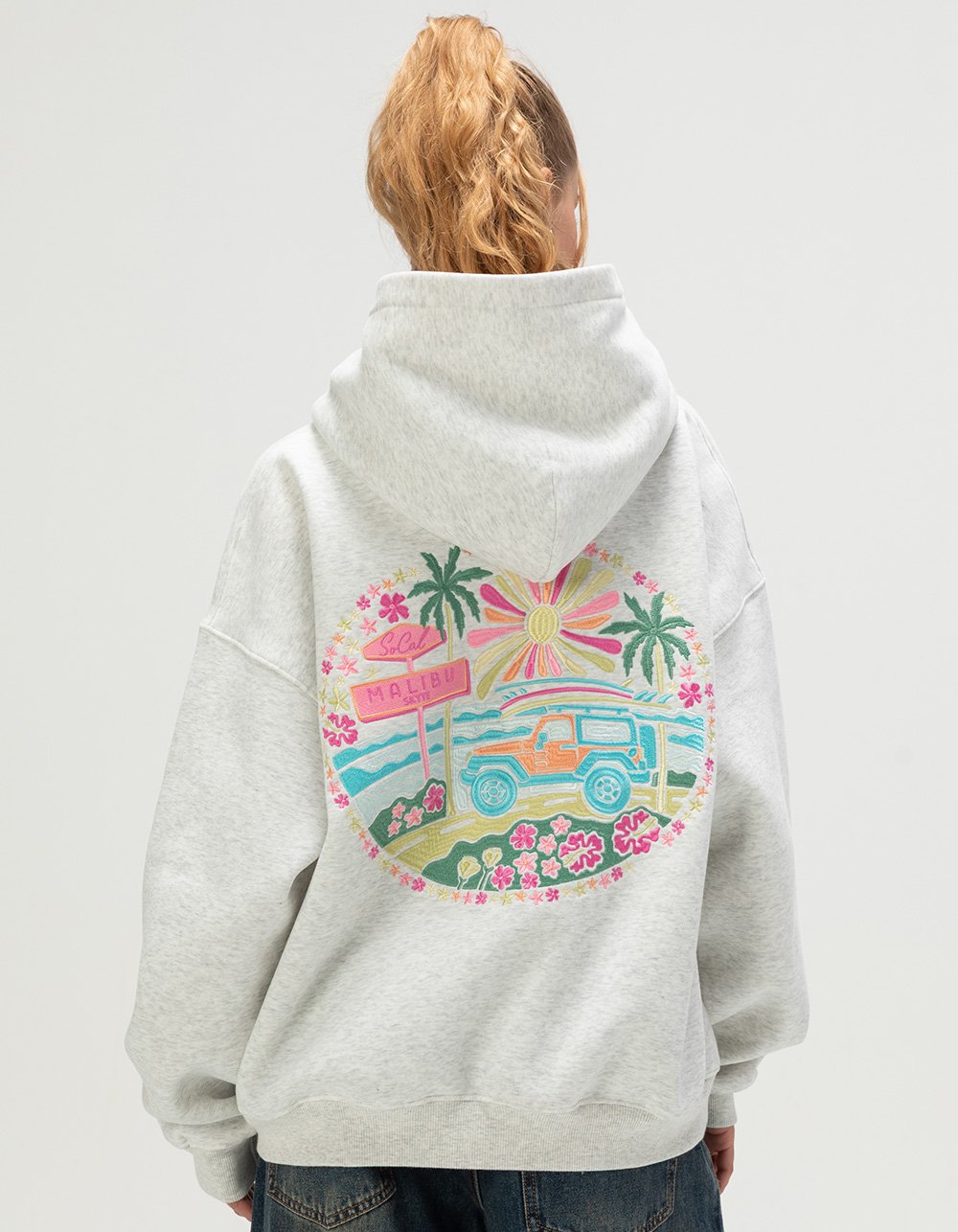 MALIBU SKYYE So Cal Embroidered Womens Hoodie - HEATHER GRAY
