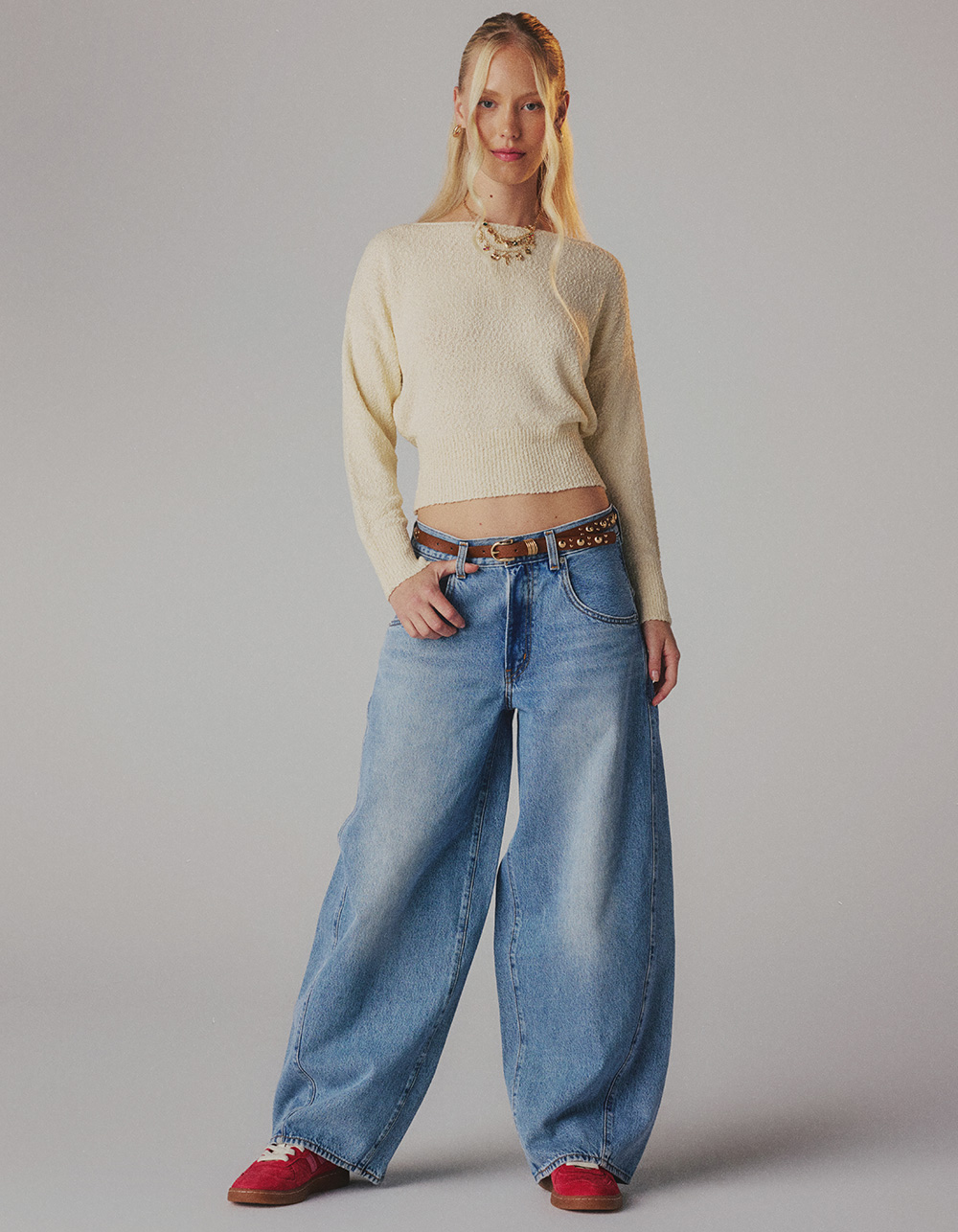 LEVI'S Premium Super Baggy Womens Barrel Jeans - Table Talk MED BLAST