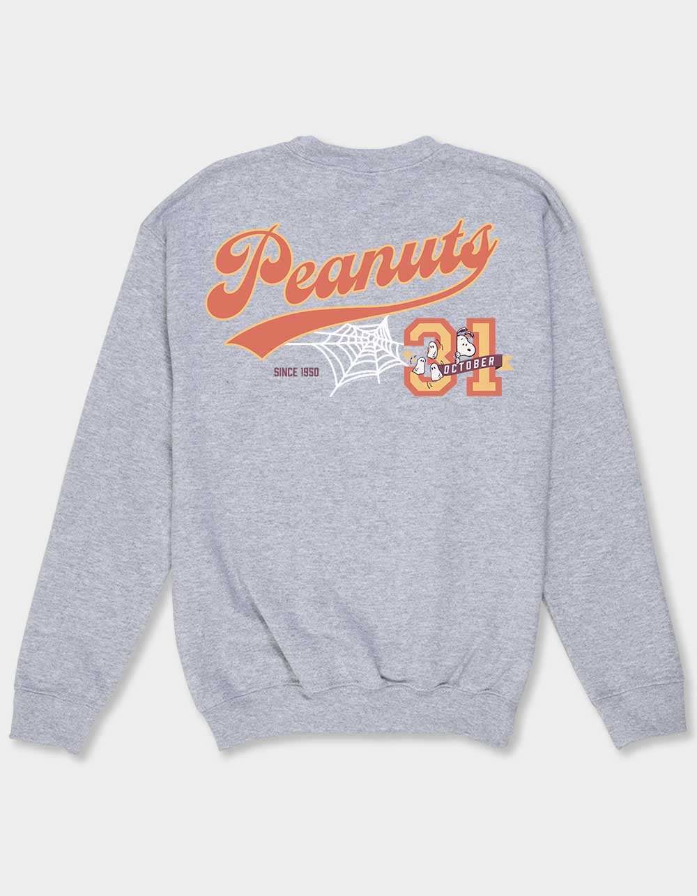 PEANUTS October 31 Varsity Unisex Kids Crewneck Sweatshirt - HEATHER GRAY
