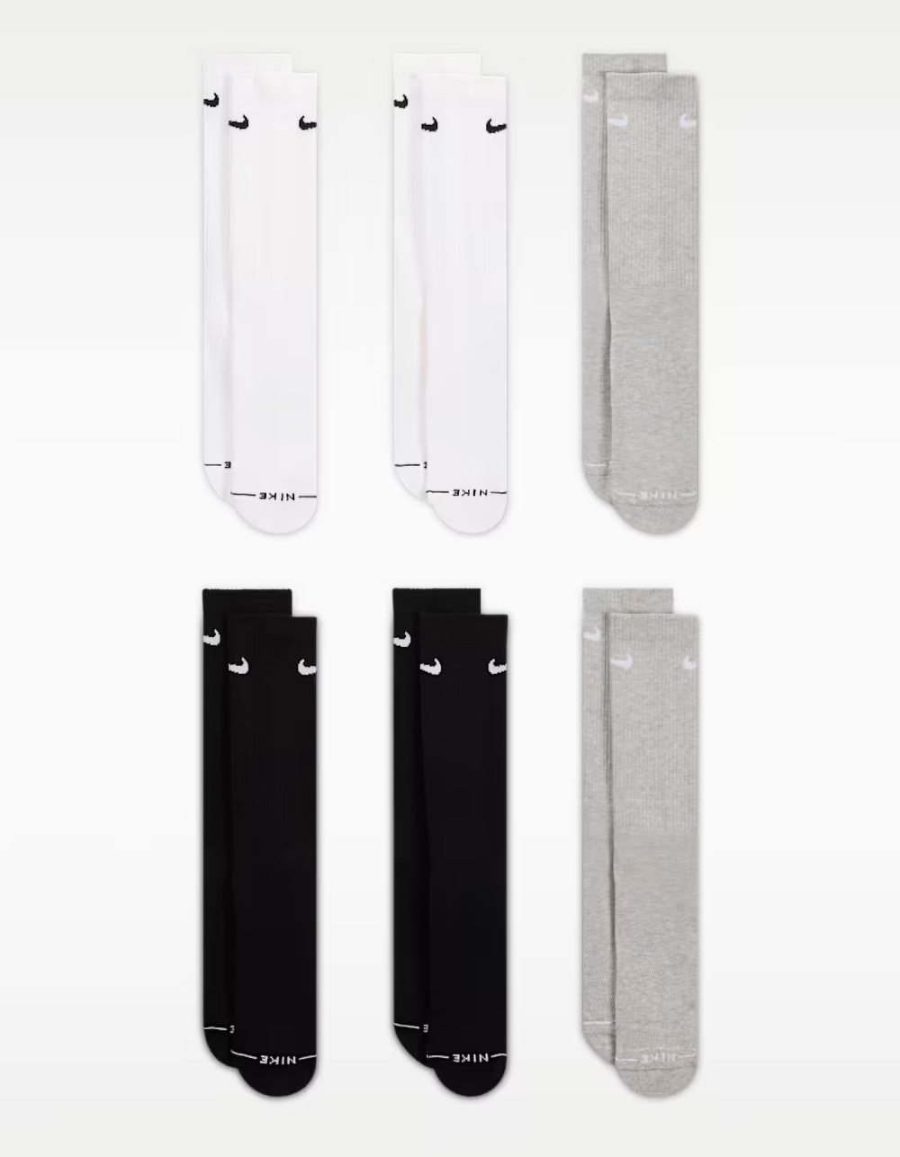 NIKE Everyday Elevated 6 Pack Crew Socks - Gray/Multi